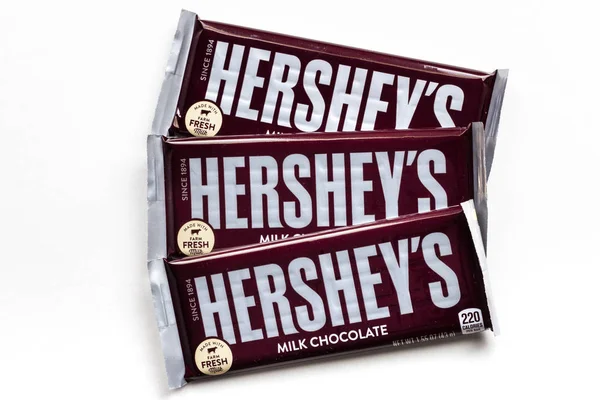 Paul Usa February 2019 Grouping Three Hershey Milk Chocolate Candy — Stock Photo, Image