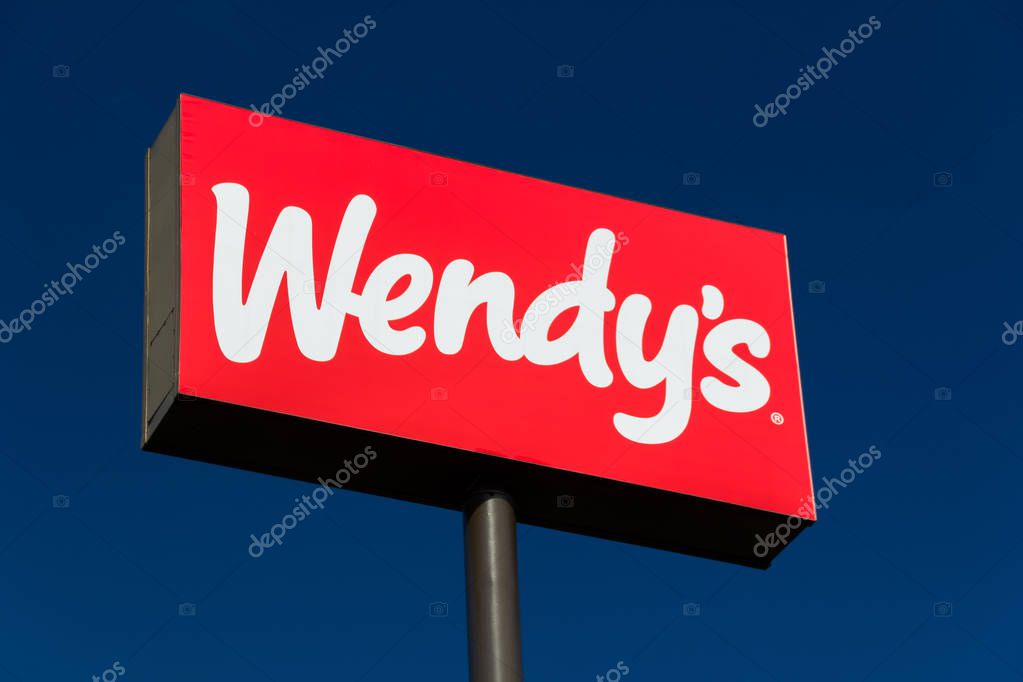 HUDSON, WI/USA - MAY 12, 2019: Wendy's fast food restaurant exterior and sign.