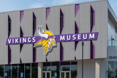 EAGAN, MN / USA - 15 Haziran 2020: Minnesota Vikings İkiz Kentler Ortopedi Merkezi 'ndeki Vikings Müzesi.