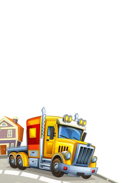 Cartoon truck on white background - caricature - illustration for the children