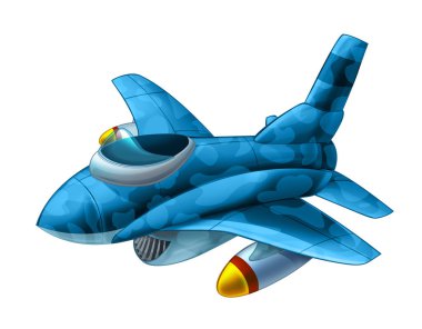 karikatür mutlu jet avcı askeri makine - çocuklar için illüstrasyon