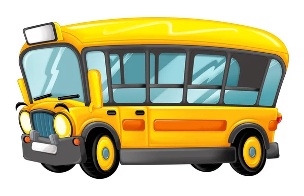 Divertido Autobús Amarillo Dibujos Animados Con Los Alumnos Ilustración Para — Foto de Stock