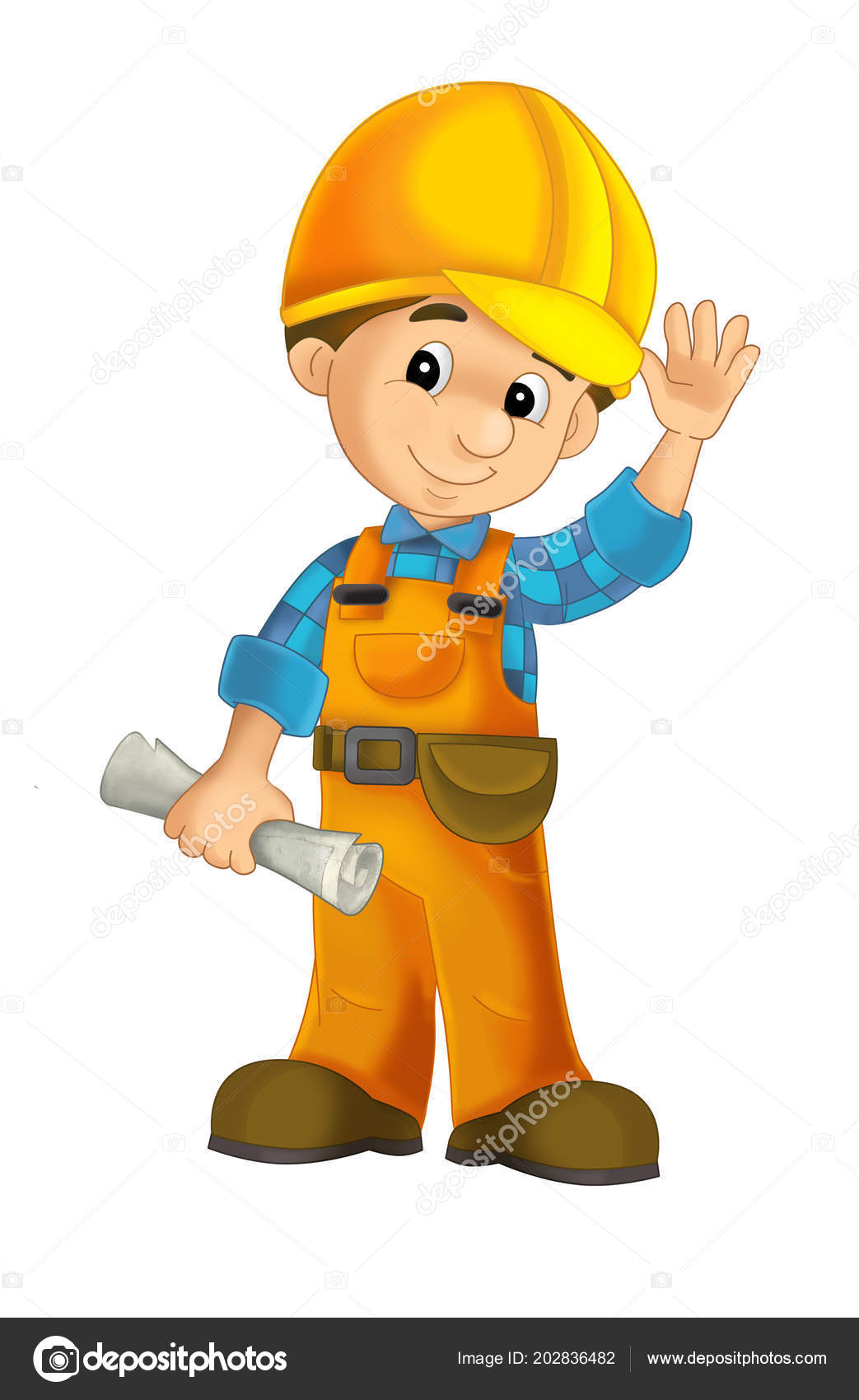 Cartoon Construction Worker White Background Illustration Children Stock  Photo by ©illustrator_hft 202836482