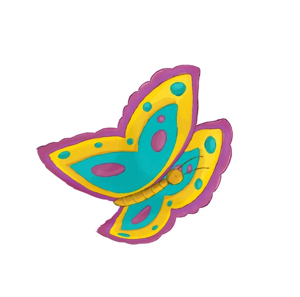 Cartoon Scene Flying Butterfly White Background Illustration Children — Stock Photo, Image
