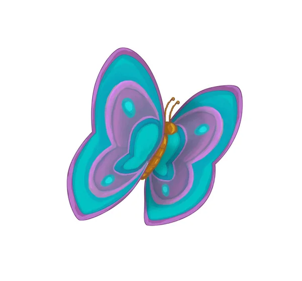 Cartoon Scene Flying Butterfly White Background Illustration Children — Stock Photo, Image