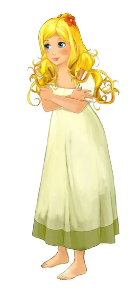 Cartoon Szene Mit Einer Schönen Prinzessin Auf Weißem Hintergrund Illustration — Stockfoto