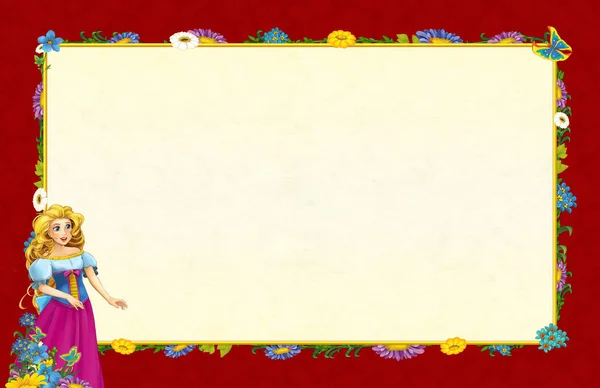 Cartoon Sea Frame Princess Space Text Illustration Children — Stock Photo, Image