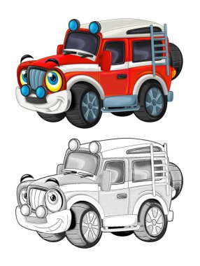karikatür komik yol itfaiyeci kamyonundan izole - canavar kamyon gibi sayfa boyama arıyorsunuz