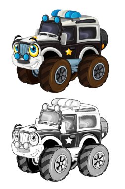 çizgi film polis arabası - karikatür - sayfa - illüstrasyon çocuklar için boyama