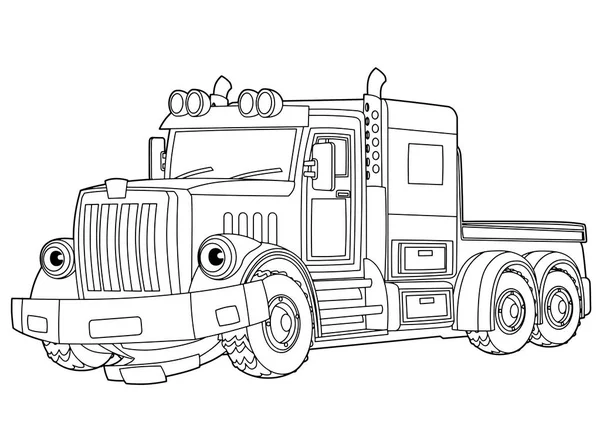 Cartoon Scène Met Vector Tow Truck Witte Achtergrond Met Kleurplaten — Stockvector