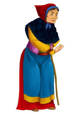 çizgi film masal karakteri - ayakta ve arıyorum - illüstrasyon çocuklar için yaşlı cadı