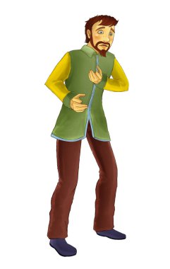 yakışıklı prens ve beyaz arka plan - illüstrasyon çocuklar için çizgi film sahne