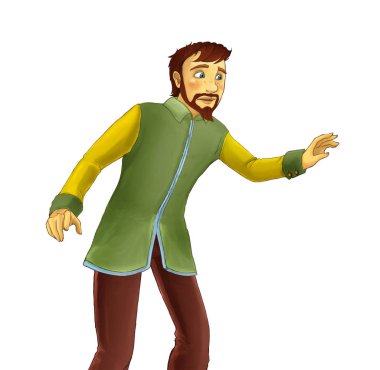 yakışıklı prens ve beyaz arka plan - illüstrasyon çocuklar için çizgi film sahne