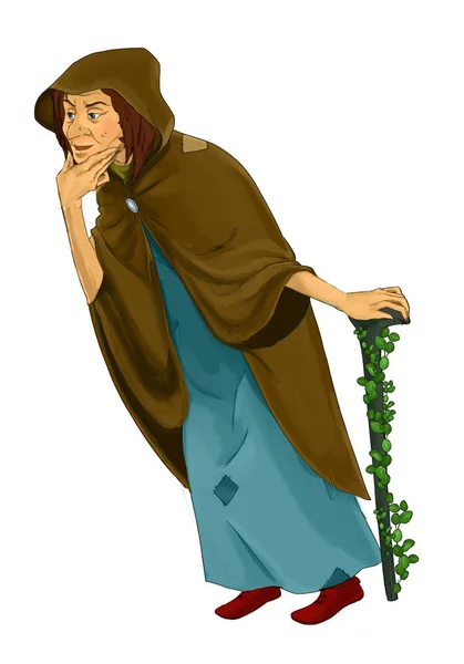 Fairytale Cartoon Character Witch Sorceress Herbalist Illustration Children — Stock Photo, Image