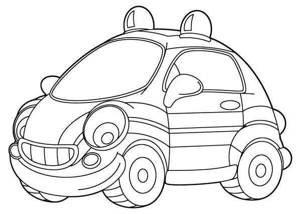 Cartoon Scene Vector Police Car Coloring Page Illustration Children — Stock Vector