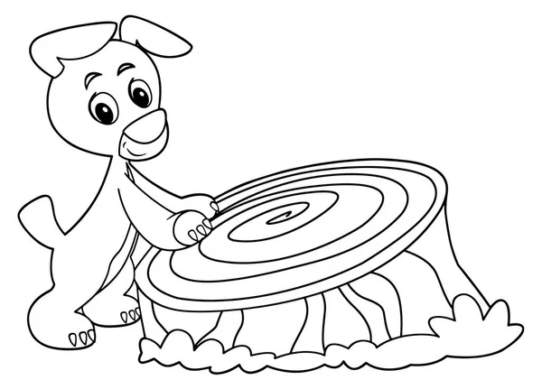 卡通场景与快乐的小狗有乐趣 向量着色页 例证为孩子 — 图库矢量图片