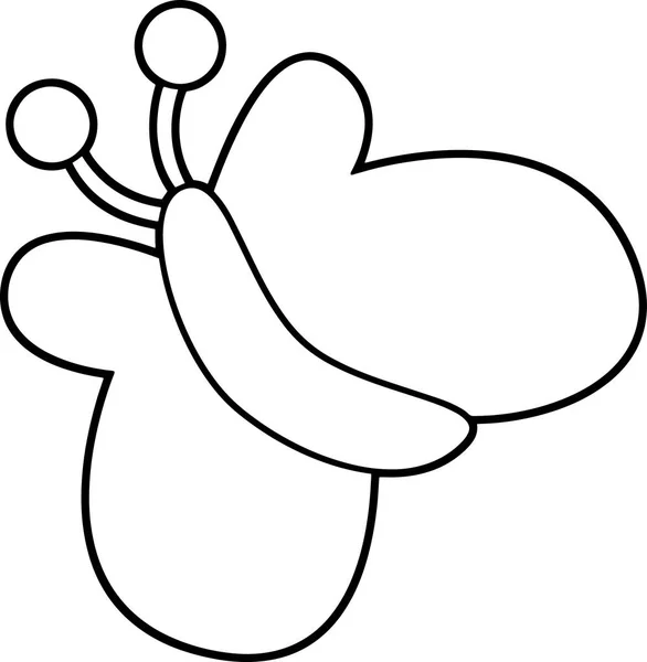 Cartoon Schmetterling Fliegen Isoliert Vektor Malseite Illustration Für Kinder — Stockvektor