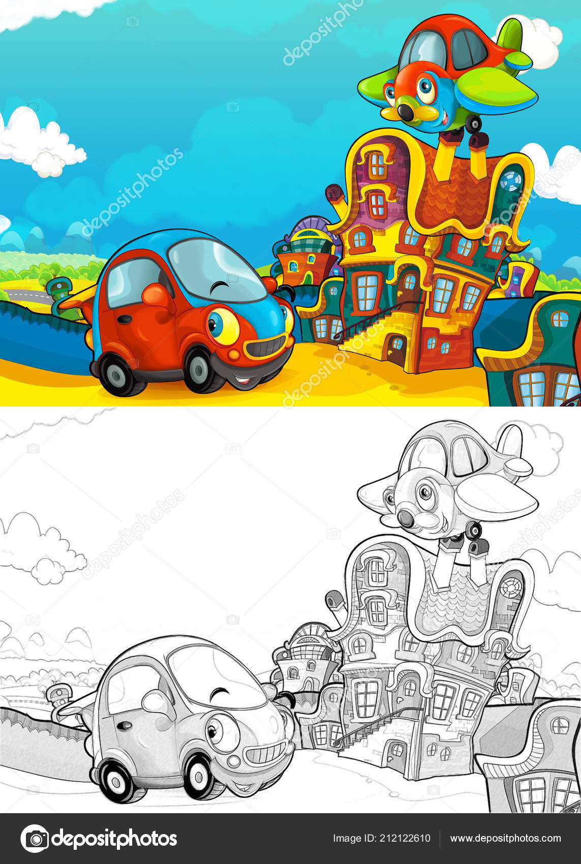 Cartoon Police Car Smiling Looking Parking Lot Plane Helicopter Flying Stock Photo by ©illustrator_hft 212122610 Cartoon Police Car Smiling Looking Parking Lot Plane Helicopter Flying Stock Photo by ©illustrator_hft 212122610