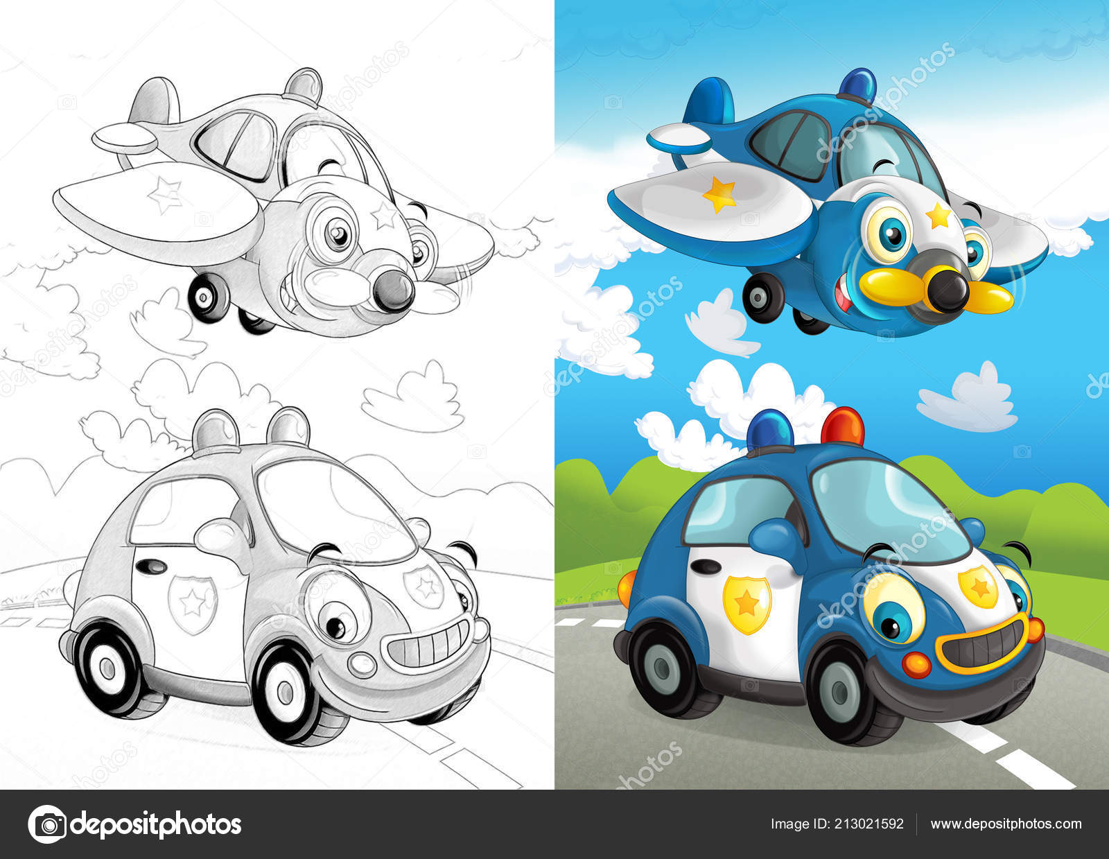 Cartoon Scene Vehicles Street Police Plane Car Illustration Children Stock Photo by ©illustrator_hft 213021592 Cartoon Scene Vehicles Street Police Plane Car Illustration Children Stock Photo by ©illustrator_hft 213021592