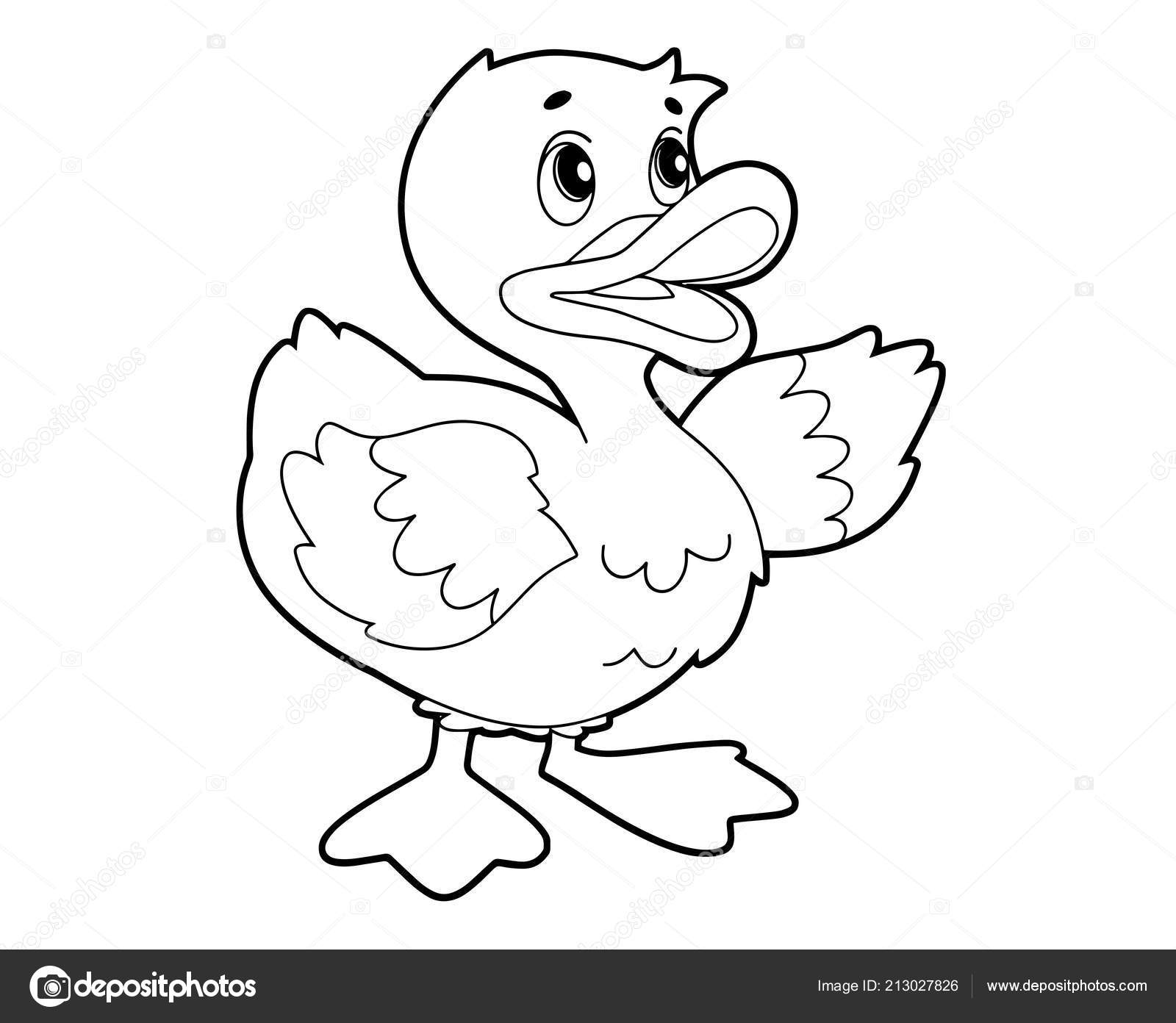 Cartoon Scene Happy Duck White Background Vector Coloring Page Illustration  Stock Vector Image by ©illustrator_hft #213027826