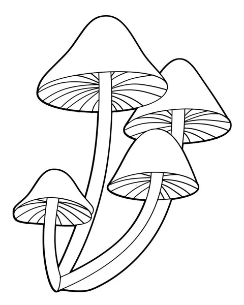 动画片场面与一对蘑菇在白色背景 向量着色页 例证为孩子 — 图库矢量图片