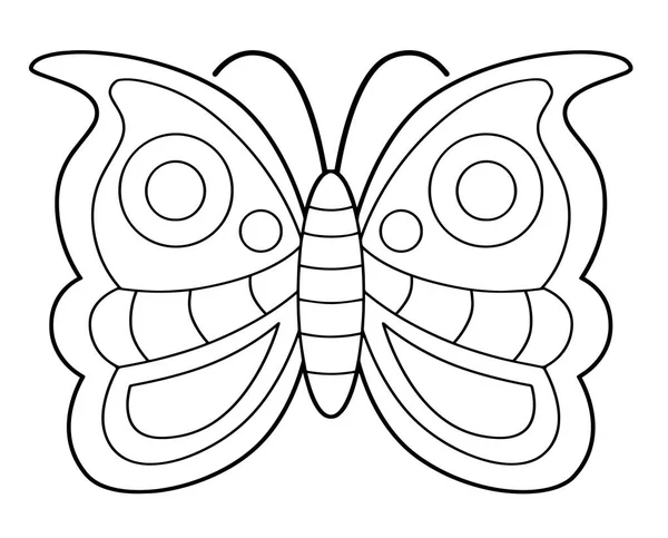 Cartoon Scene Beautiful Butterfly White Background Vector Coloring Page Illustration — Stock Vector