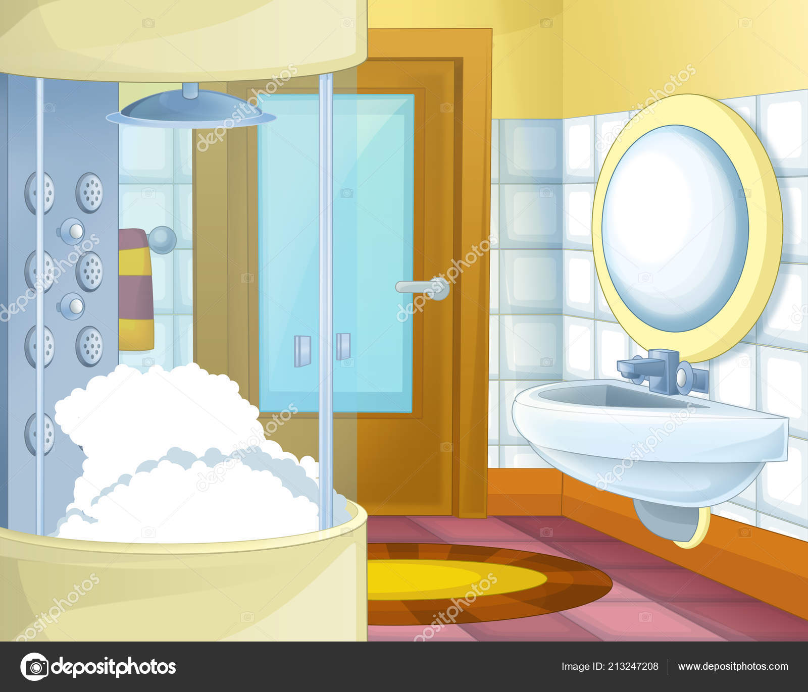 Cartoon Scene Colorful Empty Bathroom Illustration Children — Stock Photo ©  illustrator_hft #213247208