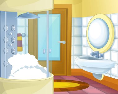 renkli boş oda - illüstrasyon çocuklar için çizgi film sahne