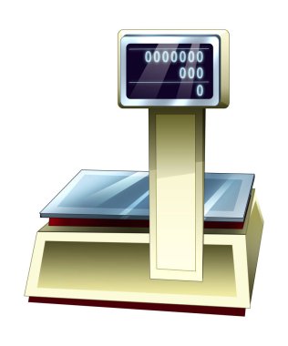 beyaz arka plan üzerinde elektronik ölçekli karikatür sahnesi - çocuklar için illüstrasyon
