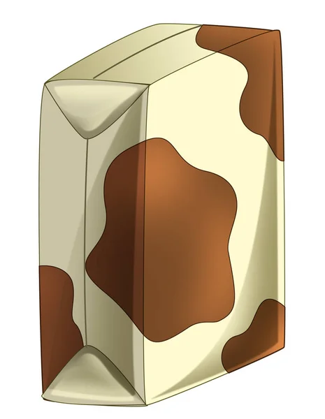 Мультяшна Сцена Молоком Або Маслом Картонна Коробка Білому Тлі Ілюстрація — стокове фото