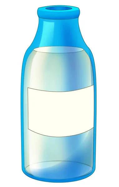 Cartoon Scène Met Fles Melk Witte Achtergrond Illustratie Voor Kinderen — Stockfoto