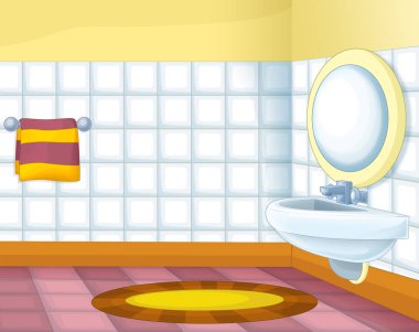 renkli boş oda - illüstrasyon çocuklar için çizgi film sahne