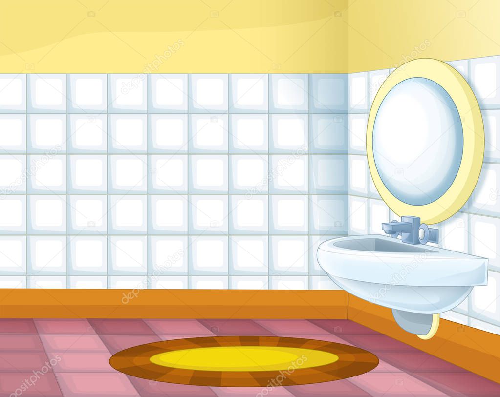 cartoon scene with colorful empty bathroom - illustration for children
