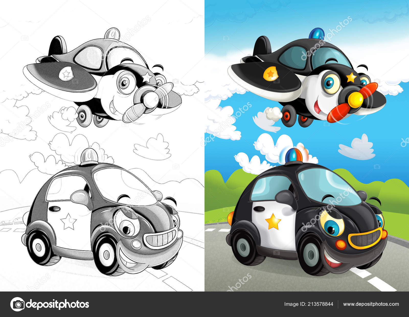 Cartoon Scene Vehicles Street Police Plane Car Illustration Children Stock Photo by ©illustrator_hft 213578844 Cartoon Scene Vehicles Street Police Plane Car Illustration Children Stock Photo by ©illustrator_hft 213578844