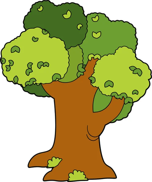 Scène Dessin Animé Avec Arbre Vectoriel Coloré Illustration Pour Enfants — Image vectorielle