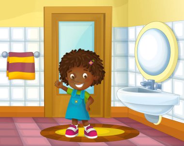çizgi film çocuk çocuklar için banyo - girl - çizimde