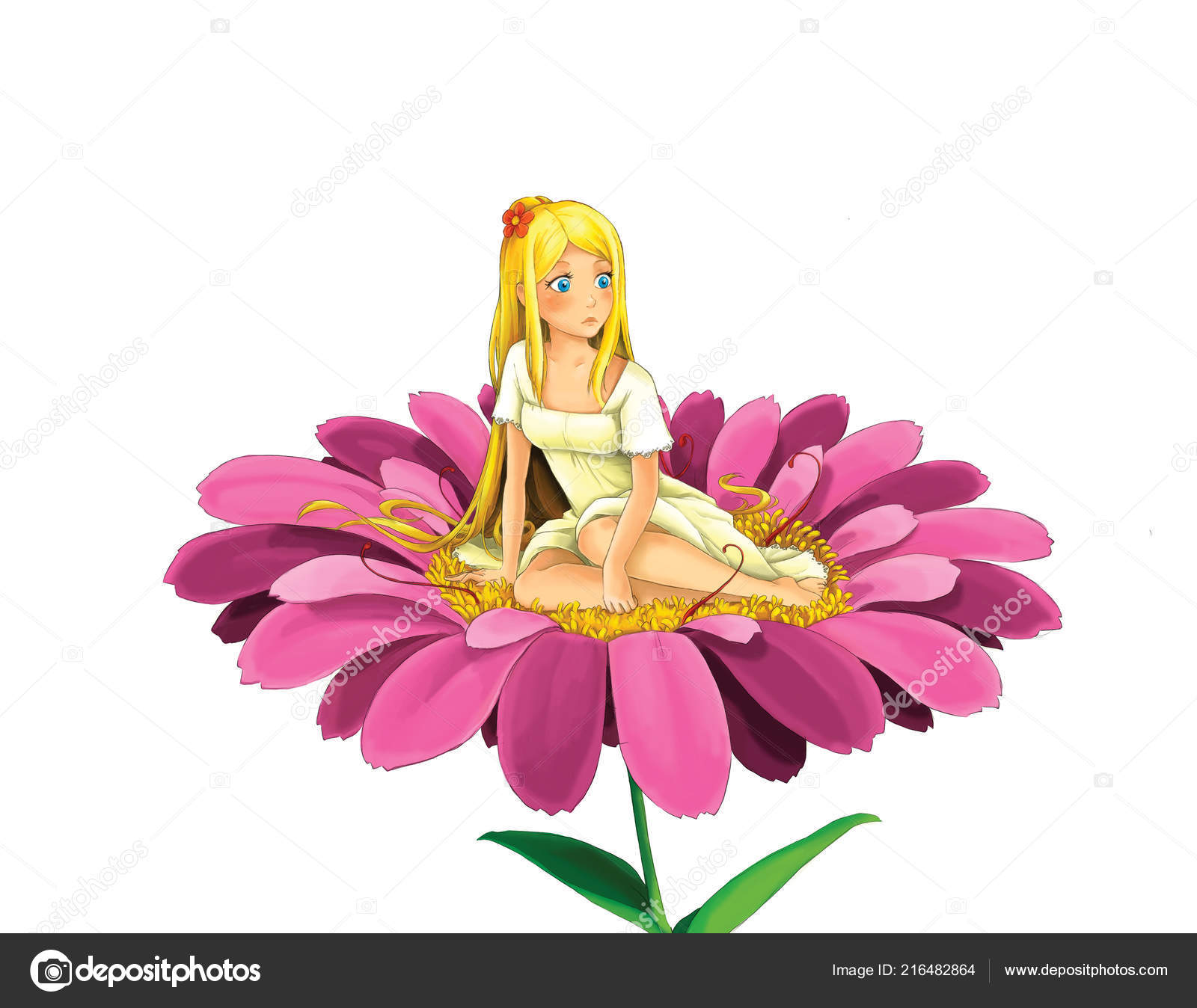 Cena Dos Desenhos Animados Com Bela Jovem Elfo Menina Sentada Ilustração de  ©illustrator_hft #216482864, image size:1600x1348