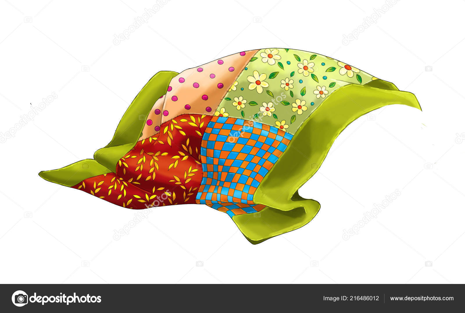 Cartoon Element Quilt Blanket White Background Illustration Children —  Stock Photo © illustrator_hft #216486012, image size:1600x1078