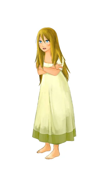 Cartoon Scene Beautiful Princess White Background Illustration Children — Stock Photo, Image