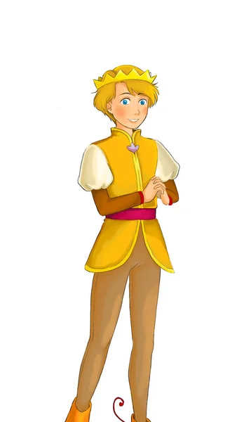 Personagem Medieval Dos Desenhos Animados Nobre Falando Explicando Príncipe Feliz — Fotografia de Stock