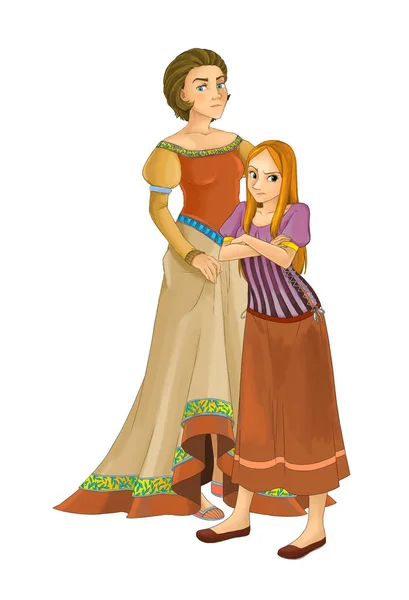 Cartoon Princesses Smiling Beautiful Women White Background Illustration Children — Stock Photo, Image