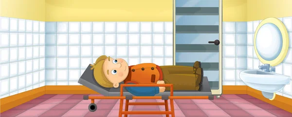 cartoon scene with patient in the hospital - illustration for children