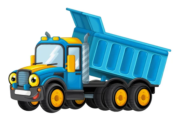 Cartoon Happy Funny Cargo Truck Looking Smiling Vector Illustration Children — Stock Vector
