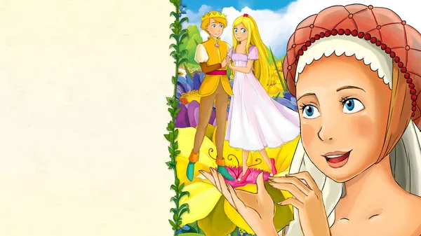 Scena Bajka Kreskówka Piękna Dziewczyna Chłopak Elfów Kwiat Ceremonii Ślubnej — Zdjęcie stockowe