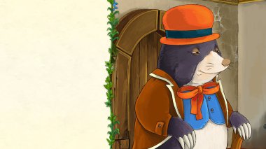 çizgi film masal sahne ile çocuklar için mutfak - metin için çerçeve - illüstrasyon mole