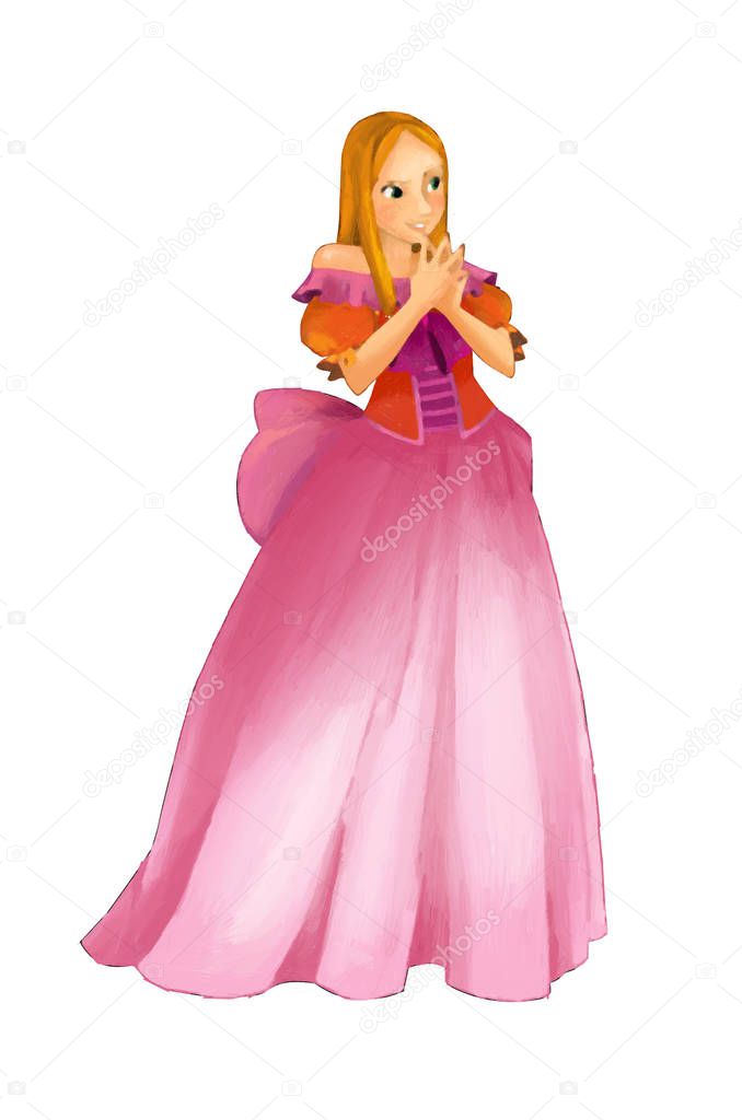 cartoon scene with beautiful princess on white background - illustration for children