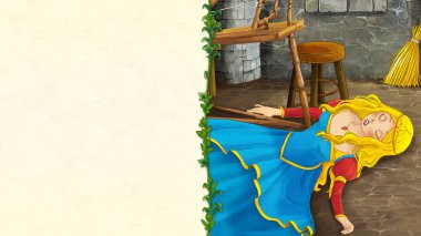 Beyaz arka planda - illüstrasyon çocuklar için güzel prens prenses ile çizgi film sahne