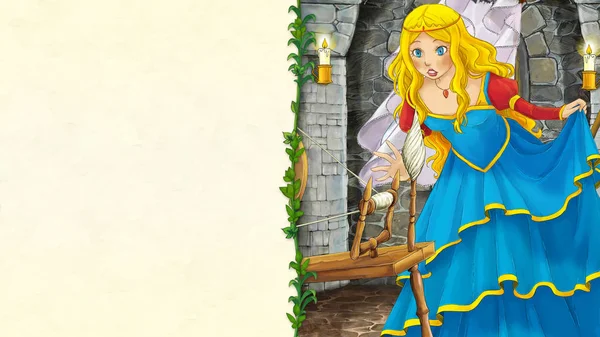 Scène Dessin Animé Avec Belle Princesse Prince Sur Fond Blanc — Photo