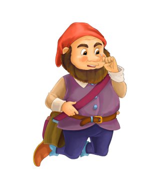 Beyaz arka planda - illüstrasyon çocuklar için bazı faaliyet yapıyor fantezi cüce ile çizgi film sahne