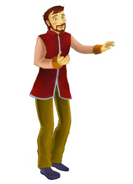 yakışıklı prens ve beyaz arka plan - illüstrasyon çocuklar için çizgi film sahne